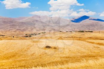 view of mountail plateau near Sisian town in Armenia in autumn day