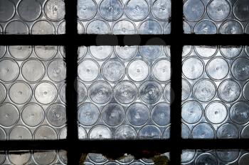 medieval bottle glass window in old italian house