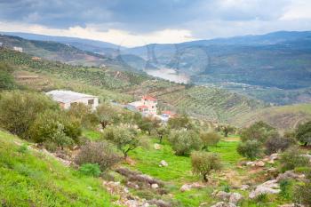 panorama of mountain valley and river in Jordan