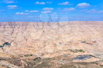 panorama valley of Wadi Al Mujib river and dam, Jordan