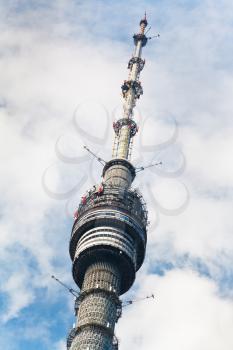 MOSCOW, RUSSIA - SEPTEMBER,22: Ostankino television and radio tower in Moscow. The tower was the first free-standing structure to exceed 500 m in height in Moscow, Russia on September 22, 2012