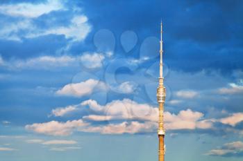 television tower with blue cloudy sky background