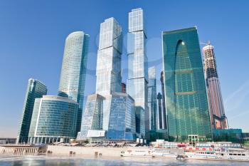 view on new Moscow City buildings in winter