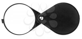 black folding magnifier loupe isolated on white