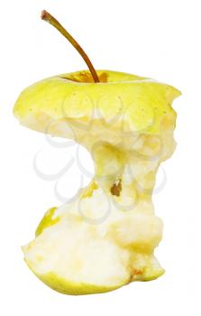 end of golden delicious apple isolated on white background