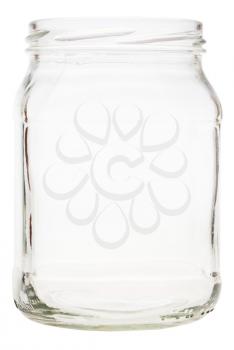 side view of open victorian square glass jar isolated on white background