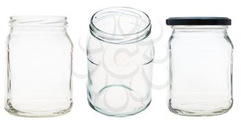 set of square glass jar isolated on white background