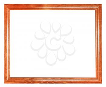 simple brown wooden picture frame with cut out canvas isolated on white background