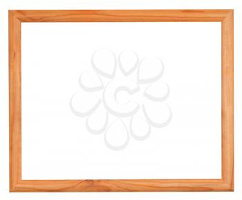 ordinary narrow wood picture frame with cutout canvas isolated on white background