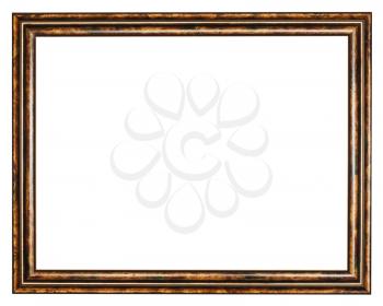 vintage classic brown wooden picture frame with cut out canvas isolated on white background