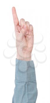 attention with forefinger - hand gesture isolated on white background