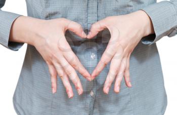 heart shape by two palm - hand gesture isolated on white background