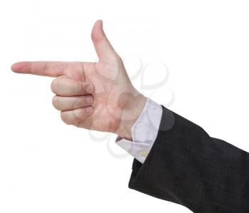handgun sign - hand gesture isolated on white background