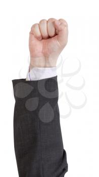 raised fist - hand gesture isolated on white background