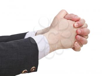 two clenched hands - hand gesture isolated on white background