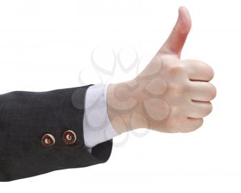 thumbs-up sign - hand gesture isolated on white background
