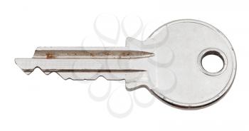 steel door key isolated on white background