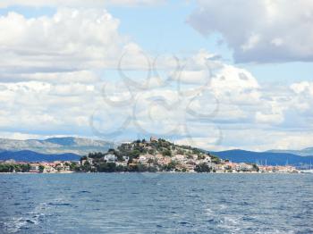 island with village in Adriatic Sea, Dalmatia, Croatia