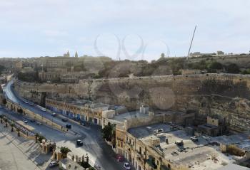view of streets of Valletta from Cruise Port, Malta