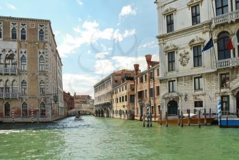 facades of houses along venetian canal, Venice, Italy