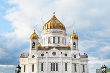 Cathedral of Christ the Saviour under cloudy blue sky, Moscow