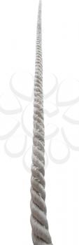 view from below of textile rope isolated on white background