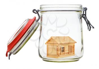 new country house in open glass jar