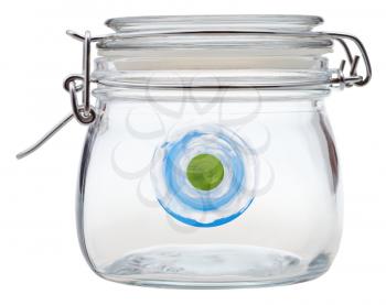 little clear green planet preserved in closed glass jar