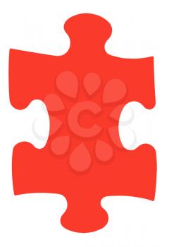 one red piece of jigsaw puzzle isolated on white background
