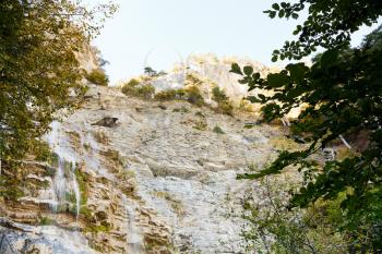 waterfall uchan-su in Crimean mountains near Yalta city in autumn