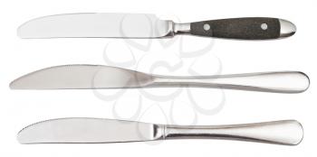 set of dinner knives isolated on white background