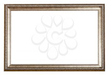 baroque style sliver wooden picture frame with cut out blank space isolated on white background