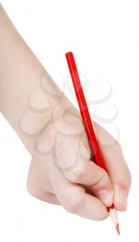 hand draws by red pencil isolated on white background