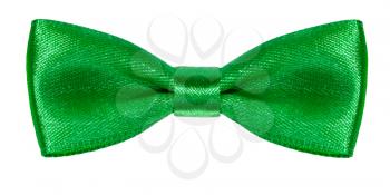 symmetrical green satin bow knot isolated on white background