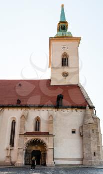 travel to Bratislava city - entrance of St. Martin Cathedral from city walls in Bratislava