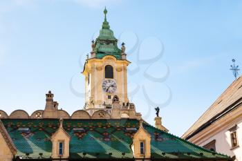 travel to Bratislava city - clock tower of Old Town Hall