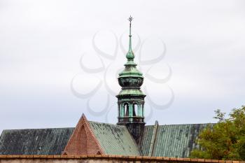 travel to Brno city - tower of The Augustinian Abbey of St Thomas, Brno in overcast day, Czech