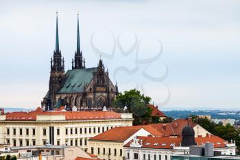 travel to Brno city - Brno skyline with Cathedral of St Peter and Paul, Czech