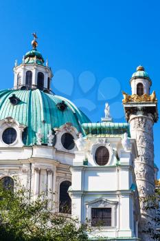 travel to Vienna city - towers of Karlskirche (St. Charles's Church), Vienna, Austria