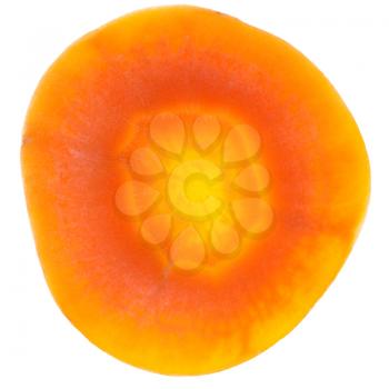 round slice of fresh carrot isolated on white background