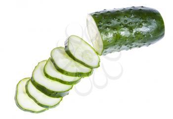 sliced fresh cucumber isolated on white background