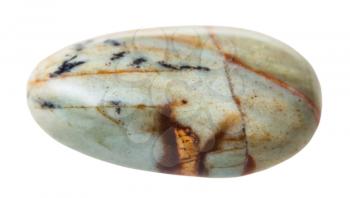 natural mineral gem stone - pebble of Jasper (China) gemstone isolated on white background close up