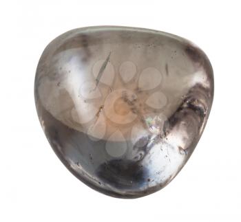 natural mineral gemstone - one Smoky quartz (smoky topaz) gem stone isolated on white background close up
