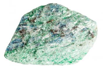 macro shooting of collection natural rock - Fuchsite (chrome mica) mineral stone isolated on white background