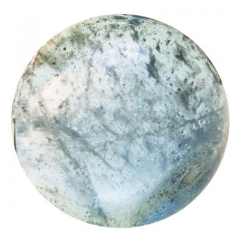 cabochon from aquamarine (blue beryl) natural mineral gem stone isolated on white background