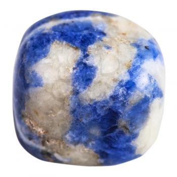macro shooting of natural gemstone - pebble of Sodalite mineral gemstone isolated on white background