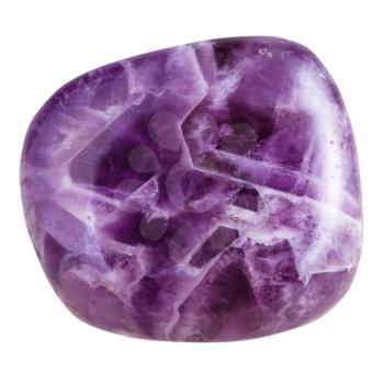 macro shooting of natural gemstone - tumbled Amethyst mineral gem stone isolated on white background