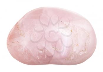 macro shooting of natural gemstone - polished rose quartz mineral gem stone isolated on white background