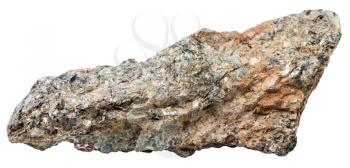 macro shooting of natural mineral stone - Schist rock from nepheline syenite (Miaskite) mineral isolated on white background