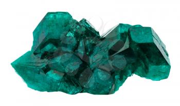 macro shooting of natural mineral stone - emerald-green dioptase gemstone isolated on white background